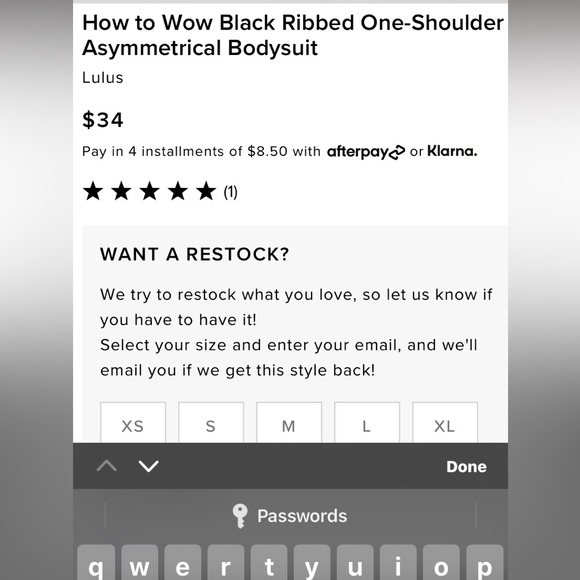 🖤NWT Lulus Black Ribbed One-Shoulder Asymmetrical Bodysuit🖤 Size Small - Picture 12 of 13